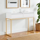 Ver imagem 1 de Aparador Buffet Rio 2 Gavetas para Sala 90 Cm - Branco Dourado