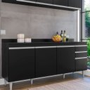 Ver imagem 4 de Balcão para Cozinha 180 Cm com Tampo 4 Portas Thais Preto