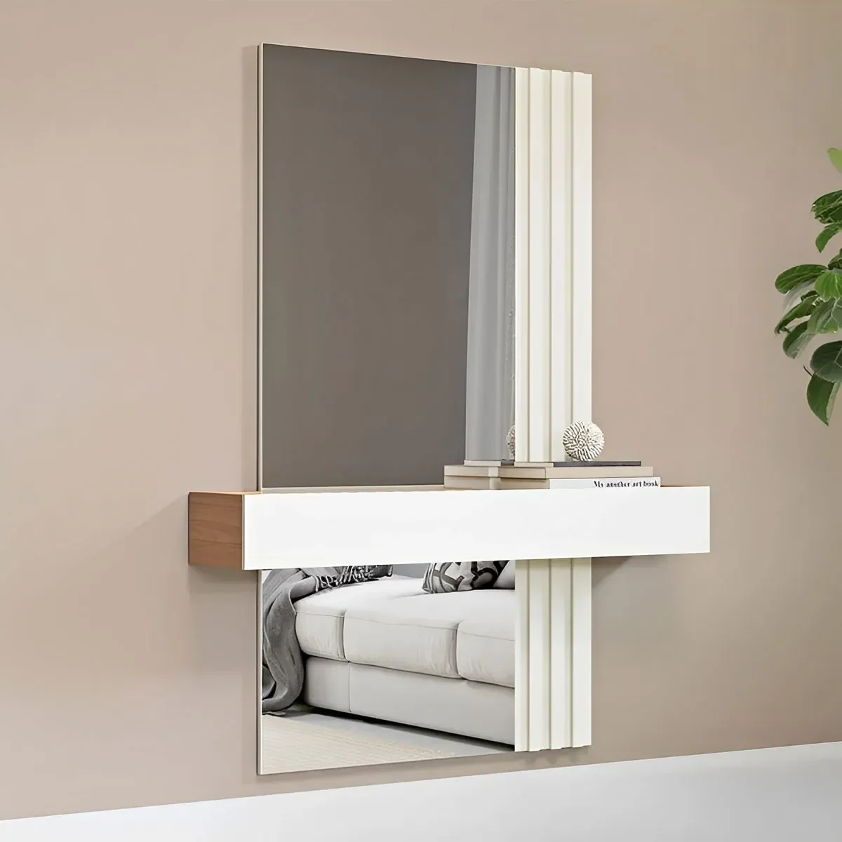 Aparador Ripado 1 Gaveta com Espelho 110cm - 1