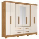 Ver imagem 7 de Guarda-Roupa Casal 8 Portas 4 Gavetas com Espelho e Pés San Lorenzo Off White/Freijó