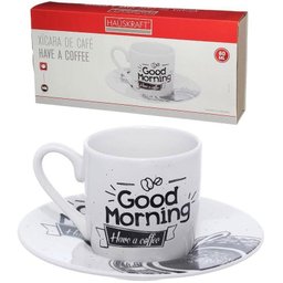 Jogo de 6 Xícaras Café Have a Coffee Porcelana Haüskraft- 80ml - 6