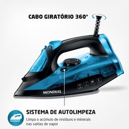 Ferro Passar Roupas a Vapor Mondial Base Cerâmica - 110v - 4