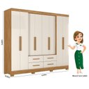 Ver imagem 4 de Guarda-Roupa Casal 8 Portas 4 Gavetas San Lorenzo Off White/Freijó