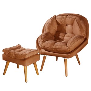 Poltrona e Puff Sênior Suede P Recepção, Escritório, Sala:terracota Suede