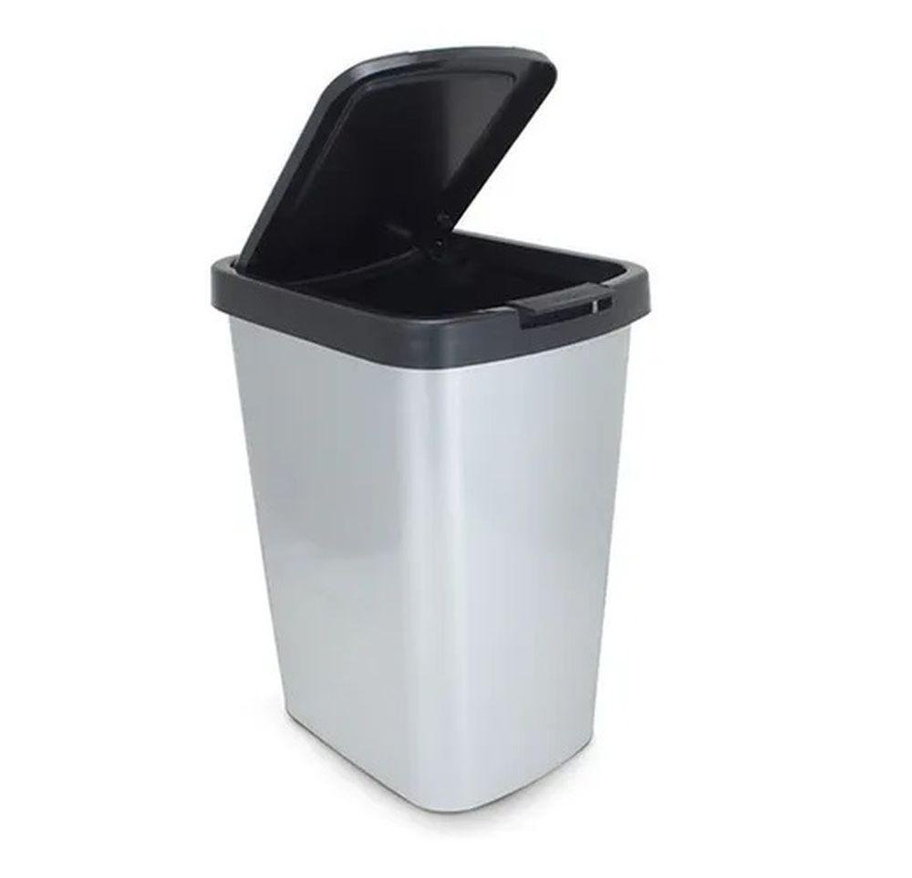 Kit 3 Lixeiras 9 Lts com Click Plástica Label Inox Arqplast - 3