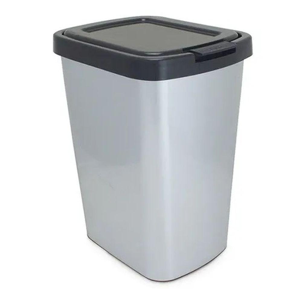 Kit 3 Lixeiras 9 Lts com Click Plástica Label Inox Arqplast - 2
