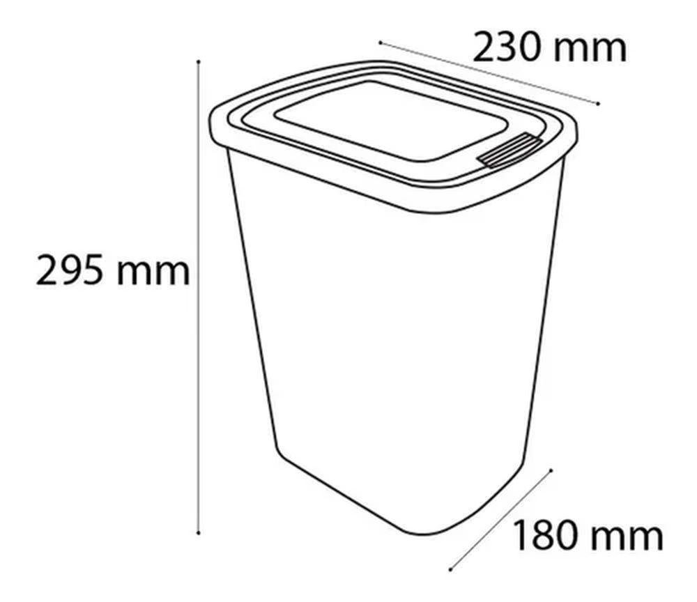 Kit 3 Lixeiras 9 Lts com Click Plástica Label Inox Arqplast - 4