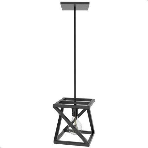 Pendente Luminária Quadrada Industrial Preto