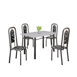 Conjunto de Mesa Tubular 120cm X 75cm Tampo Granito Ocre com 4 Cadeiras Lara - 2