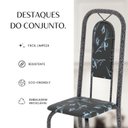 Ver imagem 7 de Conjunto de Mesa Tubular 120cm x 75cm Tampo Granito Ocre com 4 Cadeiras Lara Prata/Preto Floral/Mart