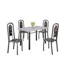 Ver imagem 2 de Conjunto de Mesa Tubular 120cm x 75cm Tampo Granito Ocre com 4 Cadeiras Lara Prata/Preto Floral/Mart