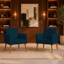Ver imagem 1 de Kit 2 Poltronas Decorativa para Sala Nina Suede Cores Pé Palito 30cm Castanho