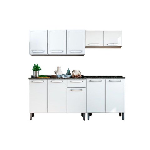Kit de Cozinha Modulada 4 Peças Evidence (2 Armários + 2 Balcões) C4P61 Branco - Bertolini