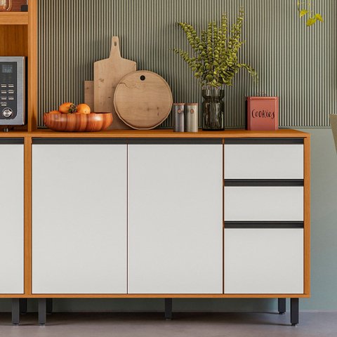 Balcão de Cozinha e Tampo 120cm Nala Freijó Uv/off Acetinado Z44 - Mpozenato