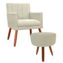 Ver imagem 1 de Poltrona e Puff Decorativa Miami Bege para Sala de Estar Recepção