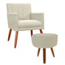 Poltrona e Puff Decorativa Miami Bege para Sala de Estar Recepção - 1