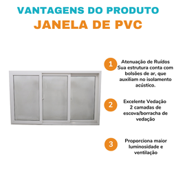 Janela Correr Pvc 120x200x10 Branca 3 Folhas - 6