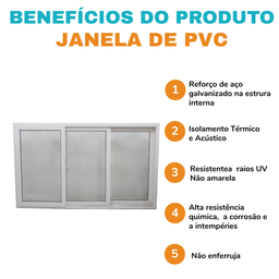 Janela Correr Pvc 120x200x10 Branca 3 Folhas - 5