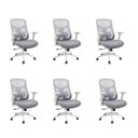 Ver imagem 2 de Kit com 6 Cadeiras Office Diretor Ajustavel e Ergonomica com Nr 17 Everest Cinza/Gelo