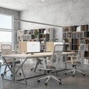 Ver imagem 1 de Kit com 6 Cadeiras Office Diretor Ajustavel e Ergonomica com Nr 17 Everest Cinza/Gelo