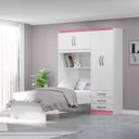 Ver imagem 5 de Conjunto Infantil Guarda-Roupa com Cama Lisboa 4 Portas e 3 Gavetas com Cômoda Carla 4 Gavetas Branco/Rosa
