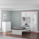Ver imagem 1 de Conjunto Infantil Guarda-roupa com Cama Lisboa 4 Portas e 3 Gavetas com Cômoda Carla 4 Gavetas