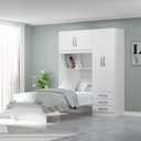 Ver imagem 6 de Conjunto Infantil Guarda-Roupa com Cama Lisboa 4 Portas e 3 Gavetas com Cômoda Carla 4 Gavetas Branco/Rosa