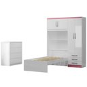 Ver imagem 3 de Conjunto Infantil Guarda-Roupa com Cama Lisboa 4 Portas e 3 Gavetas com Cômoda Carla 4 Gavetas Branco/Rosa