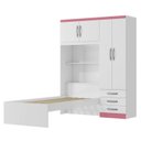 Ver imagem 7 de Conjunto Infantil Guarda-Roupa com Cama Lisboa 4 Portas e 3 Gavetas com Cômoda Carla 4 Gavetas Branco/Rosa