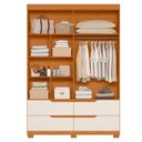 Ver imagem 3 de Guarda Roupa Doble 4 Portas 4 Gavetas Quarto Cinamomo com Off White - Albatroz
