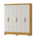 Ver imagem 4 de Conjunto Guarda-Roupa 6 Portas Gliese com Cômoda 1 Porta 4 Gavetas Vega Marrom/Marrocos/Off White
