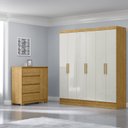 Ver imagem 2 de Conjunto Guarda-Roupa 6 Portas Gliese com Cômoda 1 Porta 4 Gavetas Vega Marrom/Marrocos/Off White