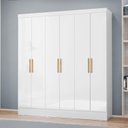 Ver imagem 3 de Conjunto Guarda-Roupa 6 Portas Gliese com Cômoda 1 Porta 4 Gavetas Vega Branco