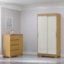 Ver imagem 1 de Conjunto Guarda-Roupa 2 Portas de Correr e 2 Gavetas Antares com Cômoda 1 Porta e 4 Gavetas Vega Marrom/Marrocos/Off White