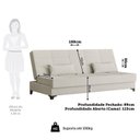 Ver imagem 3 de Sofá Cama Reclinável 3 Lugares 188cm Nassau Yescasa