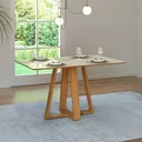 Ver imagem 1 de Mesa de Jantar Retangular 4 Lugares 135cm Cantos Arredondados Altura Regulável 100% MDF Branco/Freijó/Off White