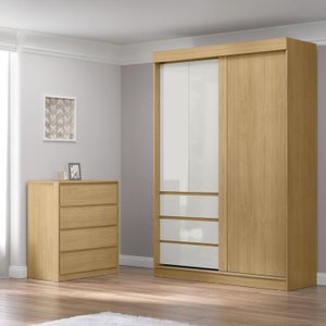 Conjunto Guarda-roupa 3 Portas e 3 Gavetas Bagdá com Cômoda 4 Gavetas Carla