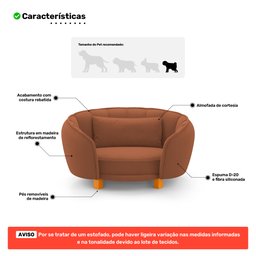 Mini Cama Poltrona Pet Lary Baby para Cachorro Veludo Terracota - Desk Design - 7