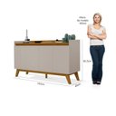 Ver imagem 3 de Buffet Aparador 4 Portas 100% MDF Star Bege/Carvalho Ouro/Off White