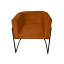 Ver imagem 3 de Kit 10 Poltronas Decorativa Sala de Estar Base de Ferro Preta Veludo Terracota Laranja