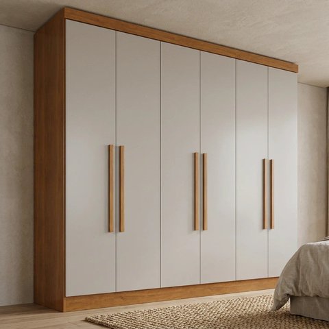 Guarda-Roupa Casal MDP 6 Portas 2 Gavetas Cinamomo Off White França