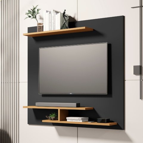 Painel de Tv Osiris Compacto com 3 Prateleira Tvs de até 32":preto