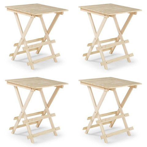 Kit 4 Mesas Dobráveis em Madeira Maciça
