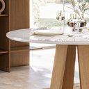Ver imagem 6 de Mesa Redonda com Tampo de Vidro Moderno Amarelo/Mel/Off White