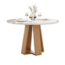 Ver imagem 2 de Mesa Redonda com Tampo de Vidro Moderno Amarelo/Mel/Off White