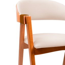 Cadeira Madeira Maciça Estofada Linho Bege Nicole Fabrispuma - 5