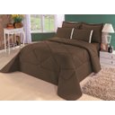 Ver imagem 1 de Kit Edredom + Lençol Dupla Face Casal Queen 6 Pçs Marrom