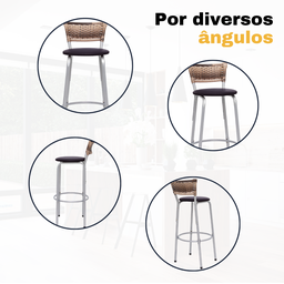 Kit 6 Banqueta Bistro para Cozinha Junco Cappuccino Àrea Gourmet Balcão Bancada bares Churrasqueira - 5