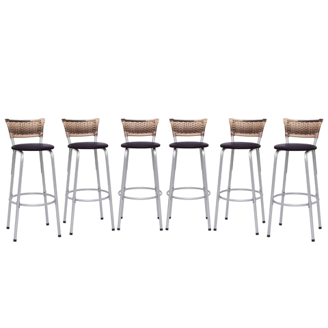 Kit 6 Banqueta Bistro para Cozinha Junco Cappuccino Àrea Gourmet Balcão Bancada bares Churrasqueira