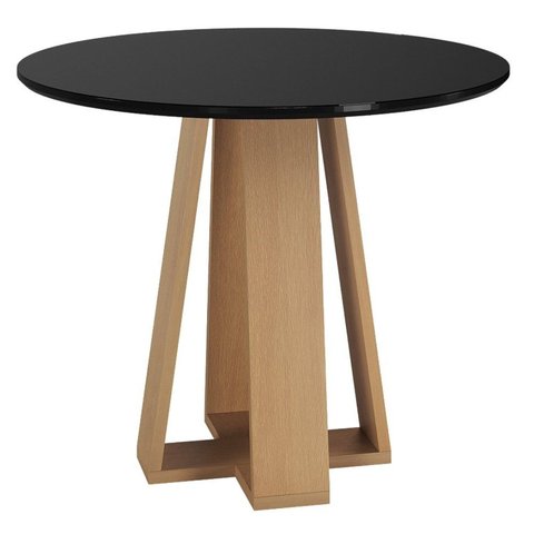 Mesa Redonda para Sala de Estar Moderno Amarelo/Mel/Preto